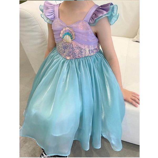 Đầm voan công chúa cho bé gái dự tiệc đẹp đính kim sa hình Sò thêu size 12-30kg hàng thiết kế cao cấp