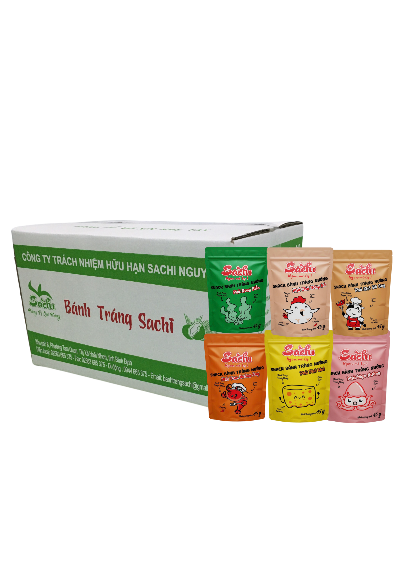 Thùng 25 gói mix 6 vị bánh tráng nướng tẩm vị