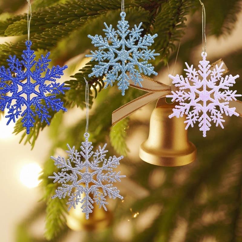 Sét 5 bông tuyết 10cm đỏ vàng bạc phụ kiện làm vòng nguyệt quế - treo cửa - trang trí cây thông noel ngày lễ giáng sinh