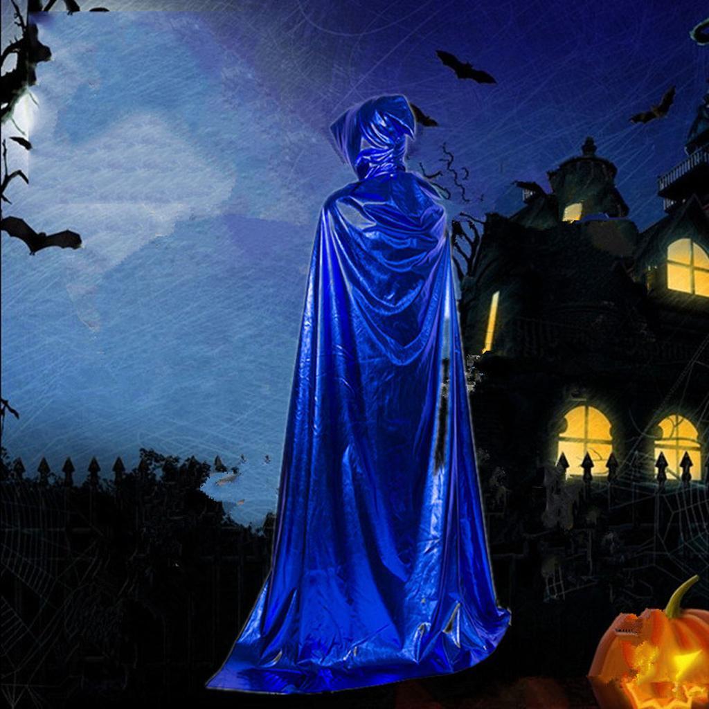 Adults Metallic Hooded Cape Cloak Robe Halloween Gothic Witch Costume