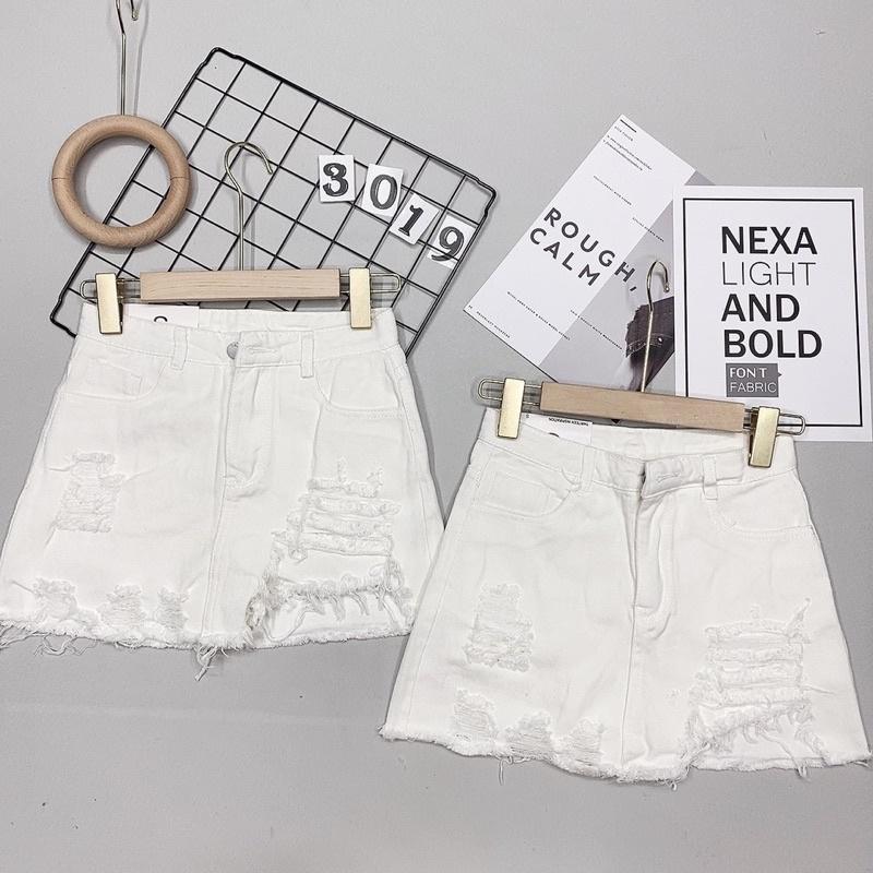 Chân váy bò rách siêu đẹp, Chân váy jean cạp cao nhiều màu QS3019 - NhiNhi shop