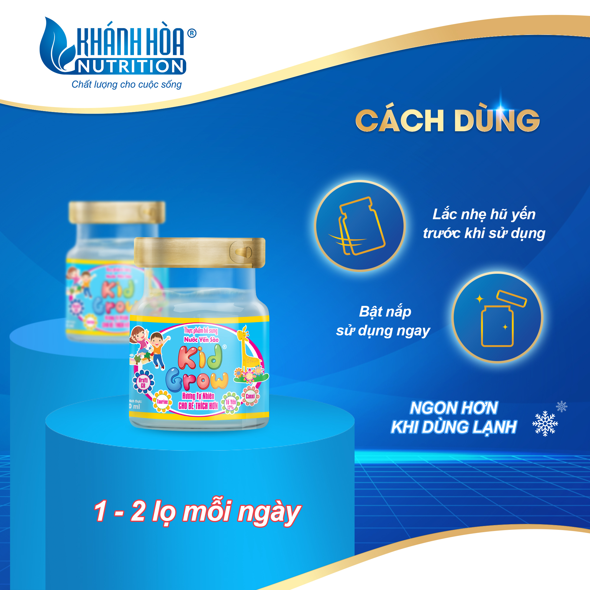 Nước yến sào 12% Tổ Yến KIDGROW hương tự nhiên Khánh Hòa Nutrition - Lọ 70ml x 3 lọ