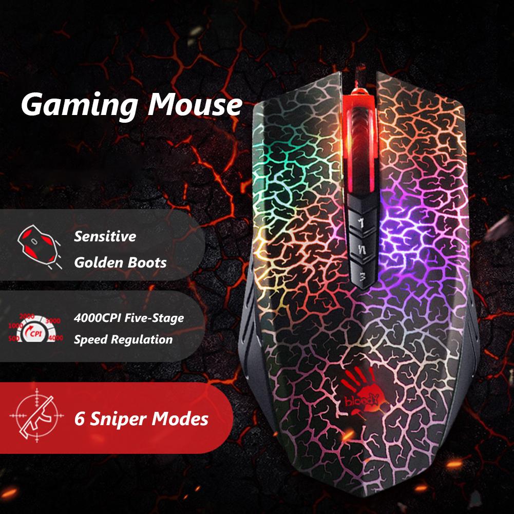 Cho Đẫm Máu A70 4000DPI USB Chuột Chơi Game Có Dây Cảm Biến Quang Học Nhiều Màu Sắc Chói Chuột Chơi Game Dành Cho Game Thủ Chuyên Nghiệp Cho Máy Tính laptop