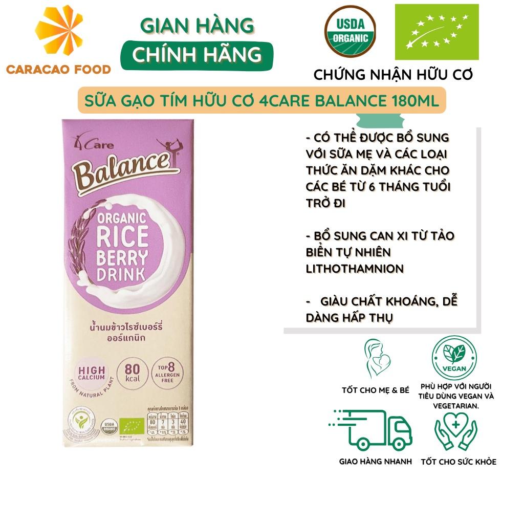 Sữa gạo tím hữu cơ 4Care Balance 180ml, Sữa gạo tốt cho sức khỏe mẹ và bé, Sữa cho mẹ bầu