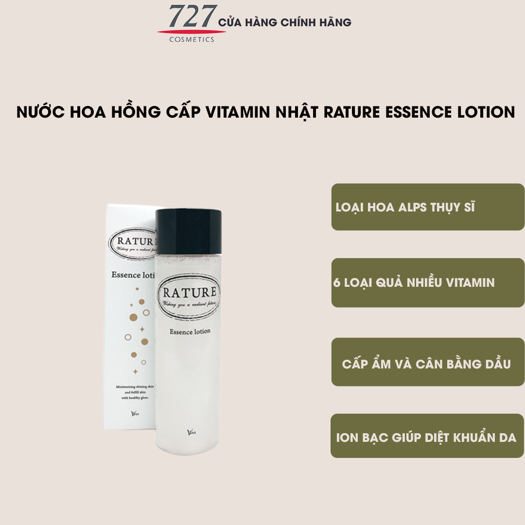 Nước hoa hồng chiết xuất từ 6 loại quả chứa nhiều vitamin và khoáng chất cho da Nhật Bản 727cosmetics Rature Essence Lotion 100ml