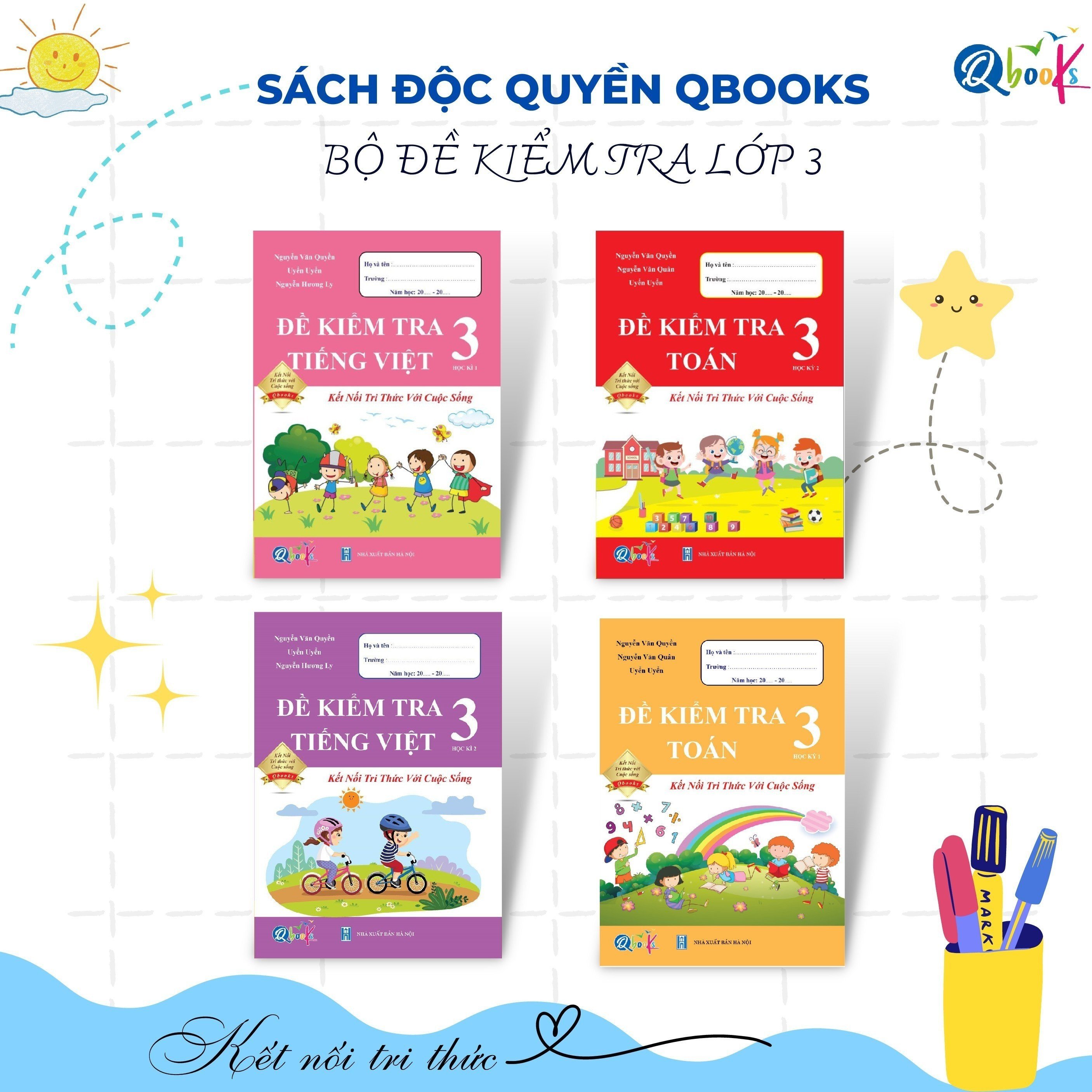 Sách - Combo 4 cuốn đề kiểm tra toán + tiếng việt 3 - học kì 1 + 2 ( kết nối )