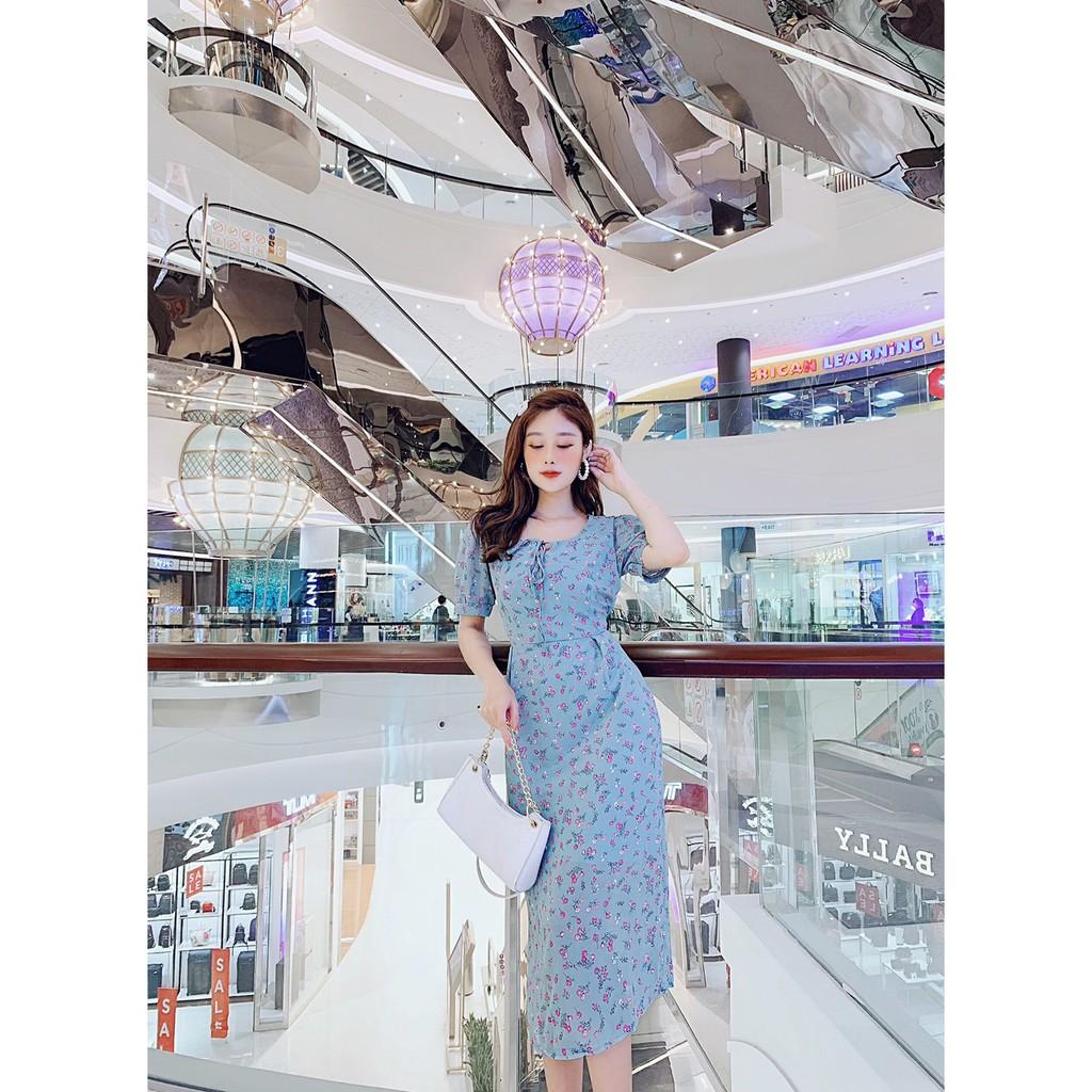 Đầm dự tiệc hoa liti cột nơ siêu dễ thương - sáng da thích hợp đi chơi, đi tiệc đi dạo phố (Đ231)VDVDVDVD