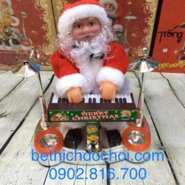 Đồ chơi ông già Noel đánh đàn có nhạc và đèn quà tặng noel giáng sinh cho bé hoặc trang trí noel