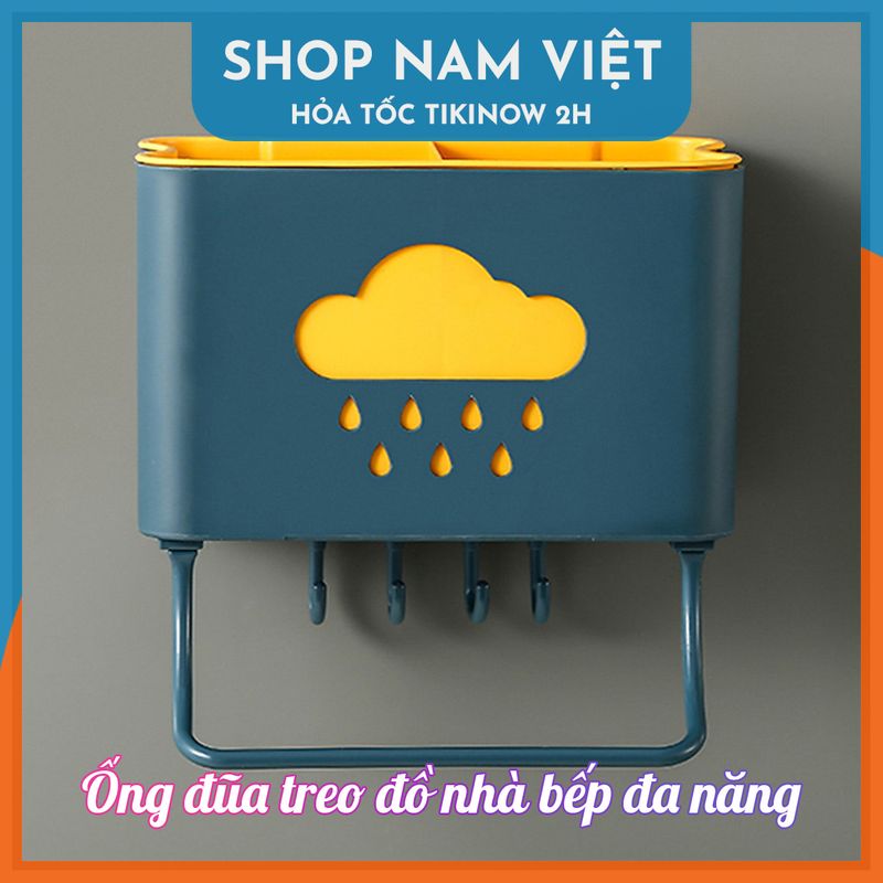 Ống Muỗng Đũa Treo Đồ Nhà Bếp Dán Tường Đa Năng Hình Đám Mây