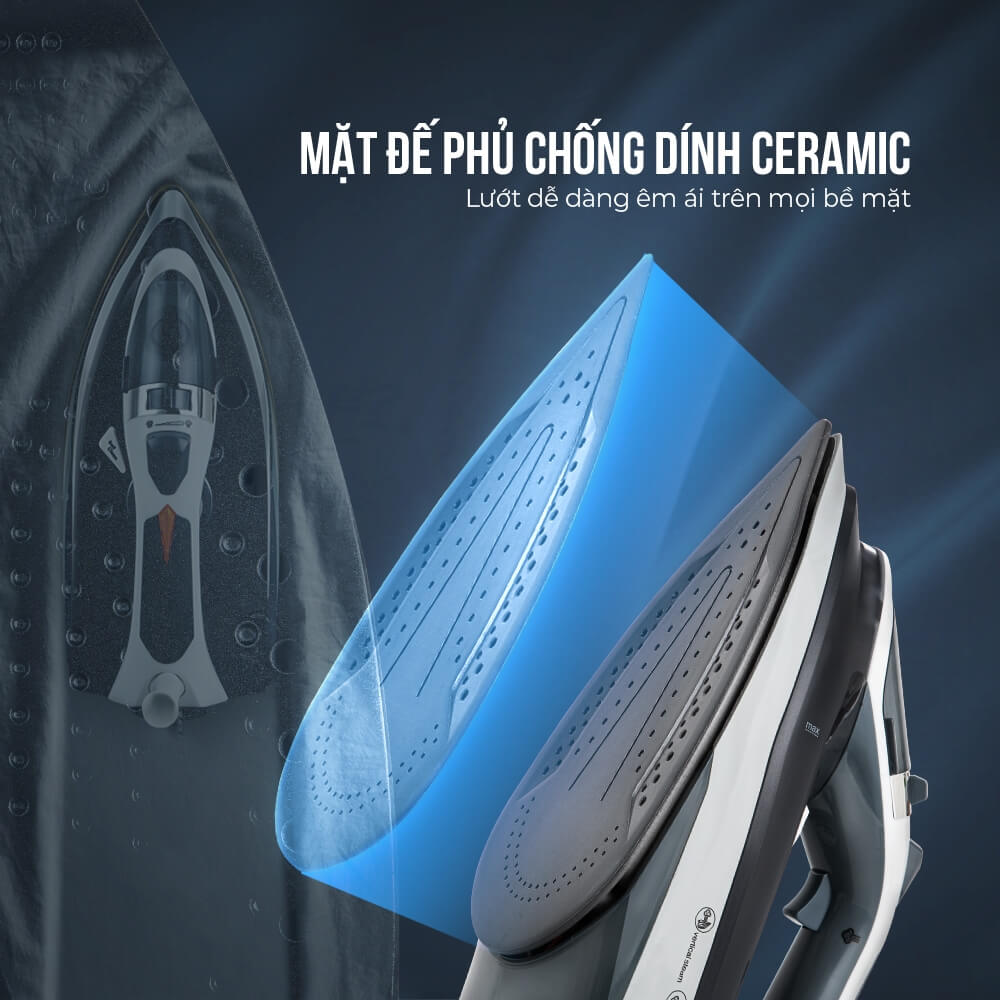 Bàn là hơi nước Elmich SIE-3435 1200W, Hàng chính hãng, mặt đế phủ Ceramic, tuỳ chỉnh nhiệt độ - JoyMall