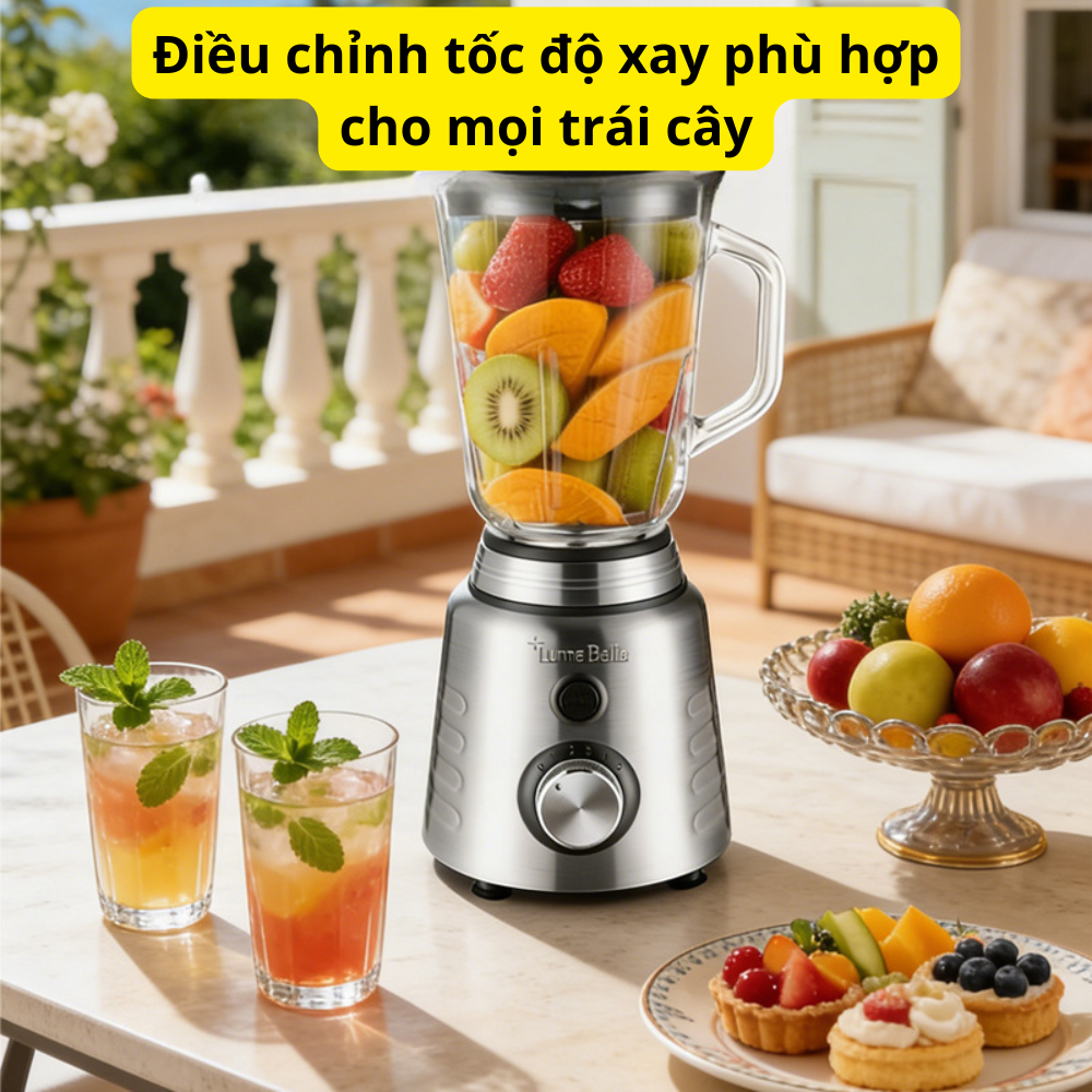 Máy xay sinh tố công nghiệp đa năng Lumabella LB-53028 công suất cao 800W, dung tích lớn 1.5L, xay rau củ quả và các loại hạt, 2 cối ABS cao cấp bền bỉ - DELIYA - HÀNG CHÍNH HÃNG