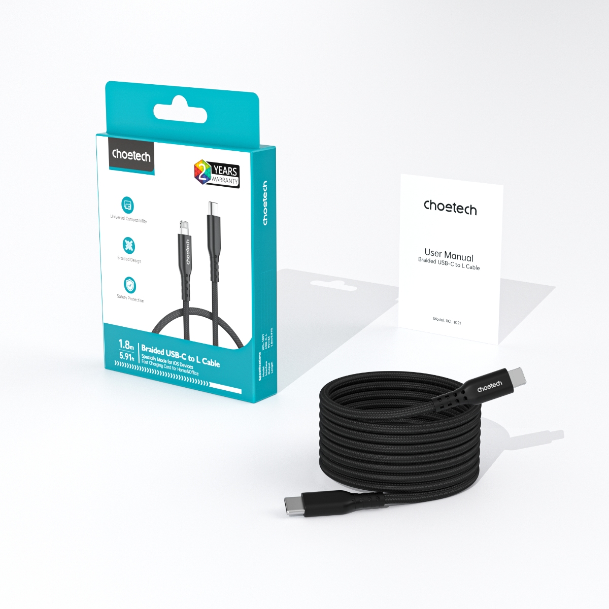 Cáp sạc nhanh và truyền dữ liệu Type C to iP Choetech XCL-1021 công suất 20W dài 1m8 - Hàng chính hãng