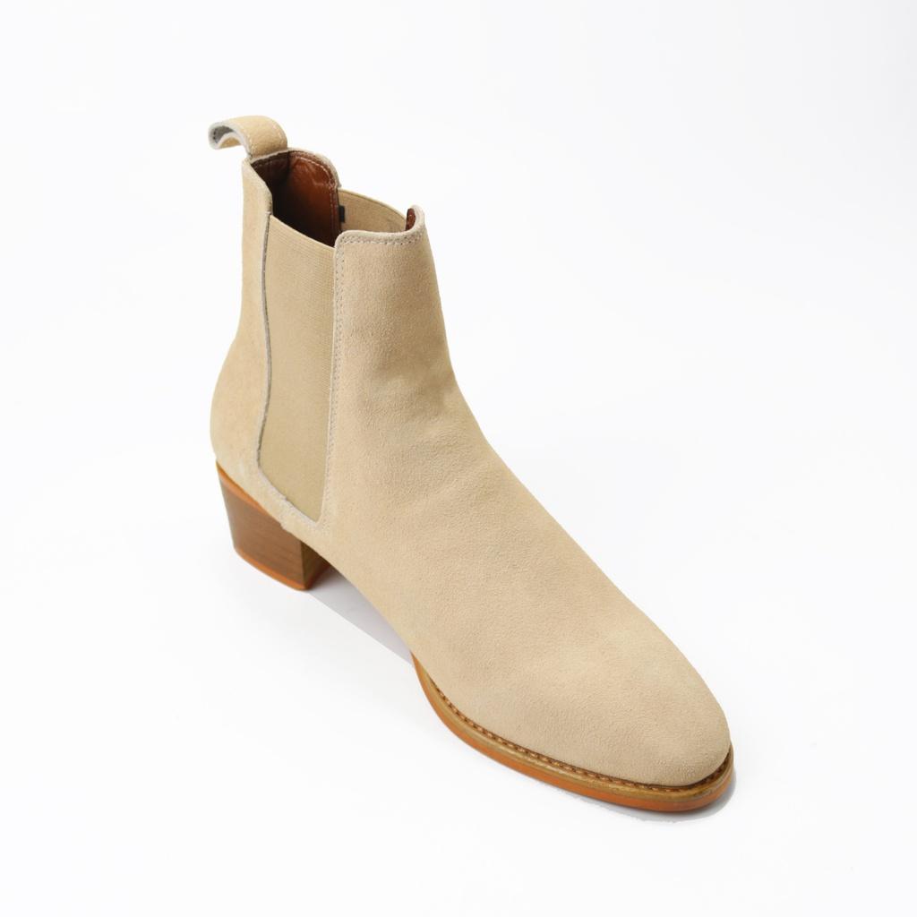 Giày Chelsea boots tan da bò cao cấp nhập khẩu handmade August shoes CB21T gót 5cm