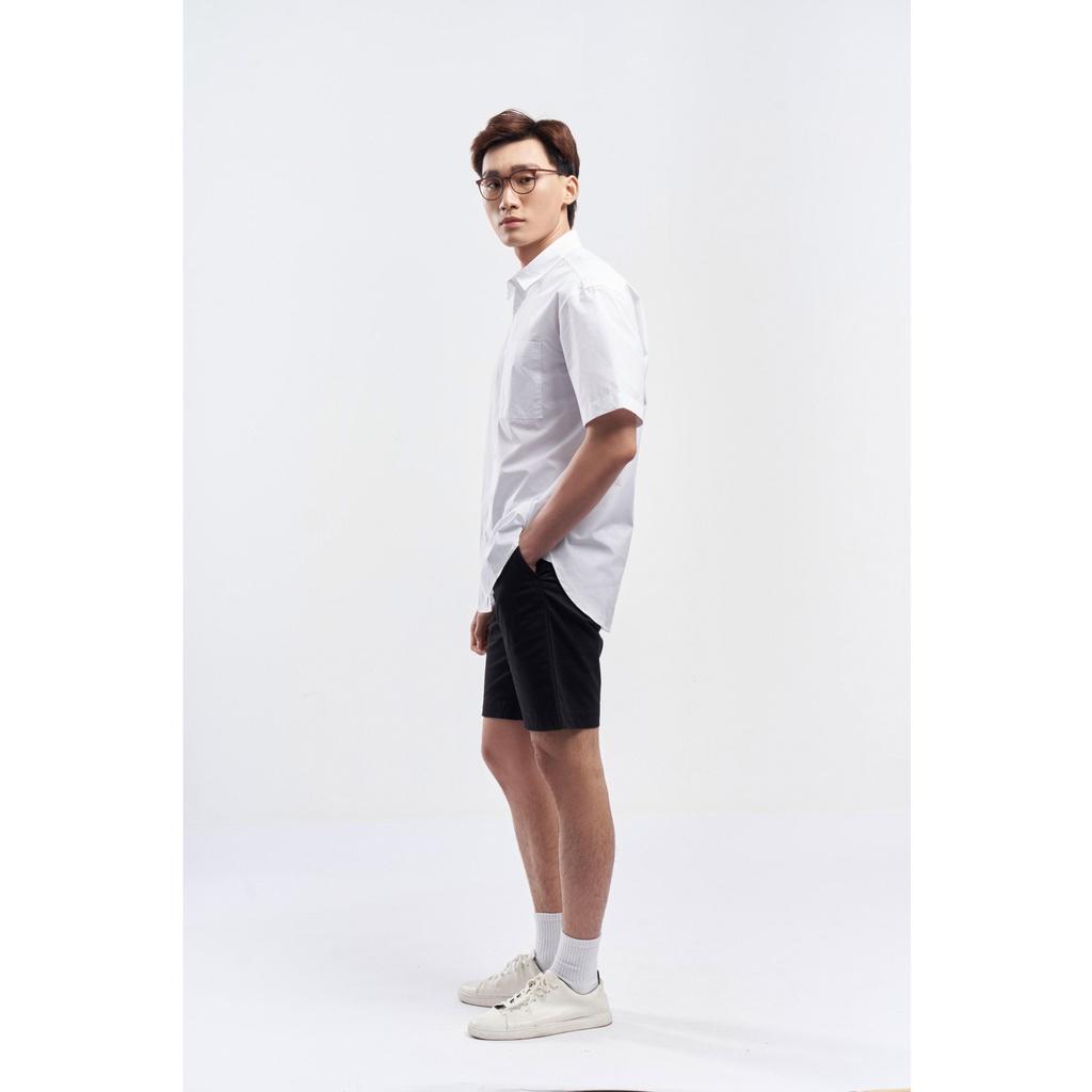 ÁO SƠ MI NAM TAY NGẮN có 1 túi trước form loose 2 màu TRẮNG / ĐEN 10S21SHS017 | LASTORE MENSWEAR