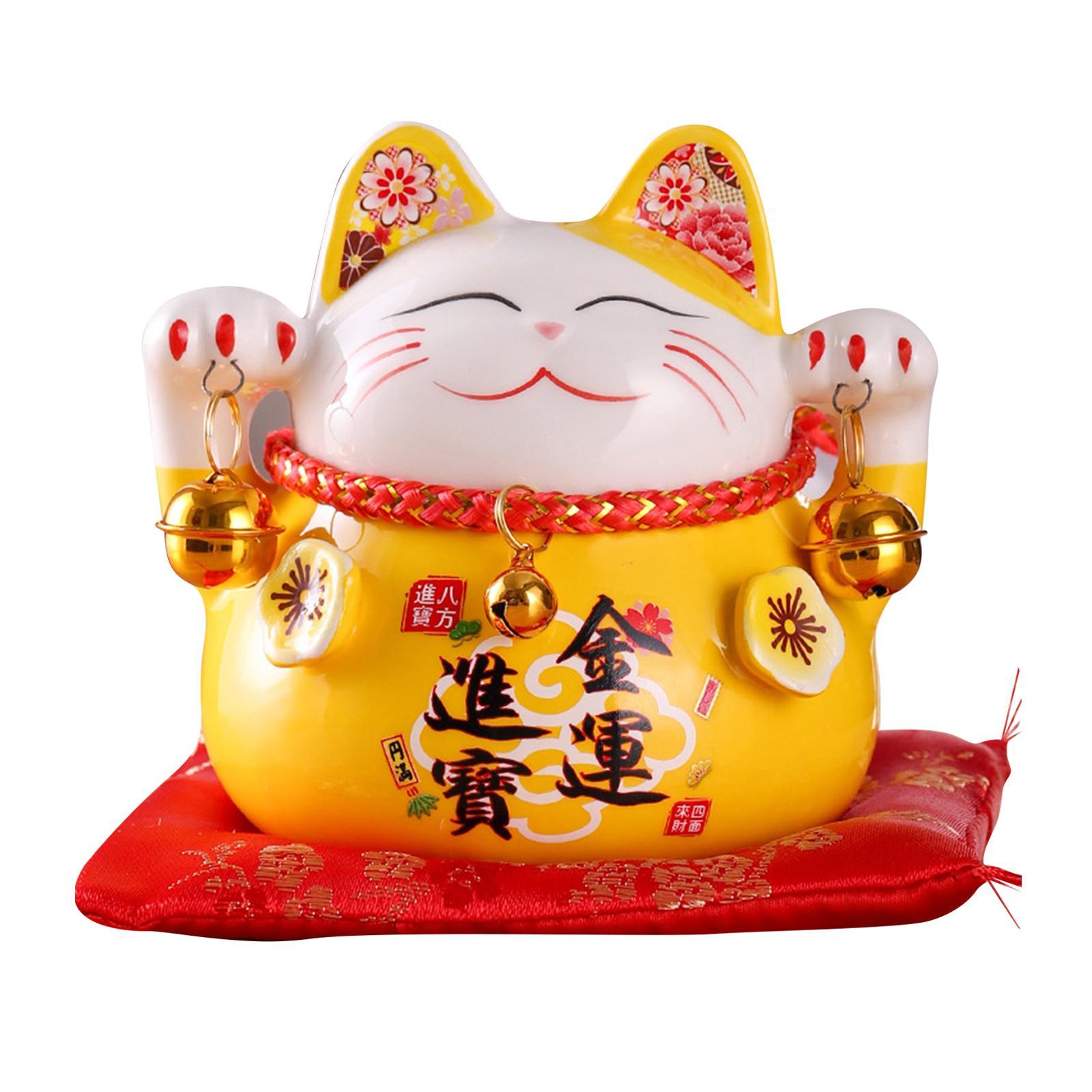 Fortune Cat Piggy Bank Japanese Decor Fengshui Creative Wealth for Home