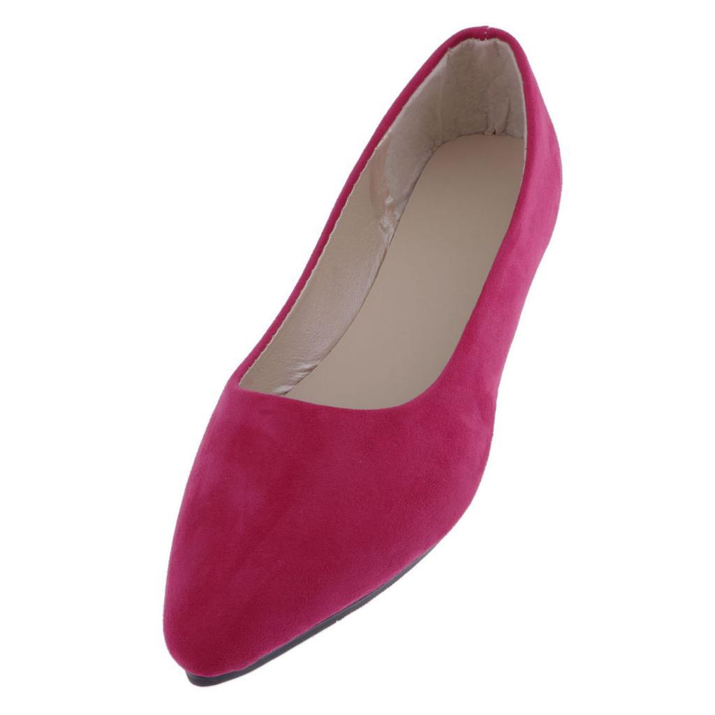 Women Casual Shallow Mouth Shoe Pointed Toe Shoe Working Flat Shoes Red 37