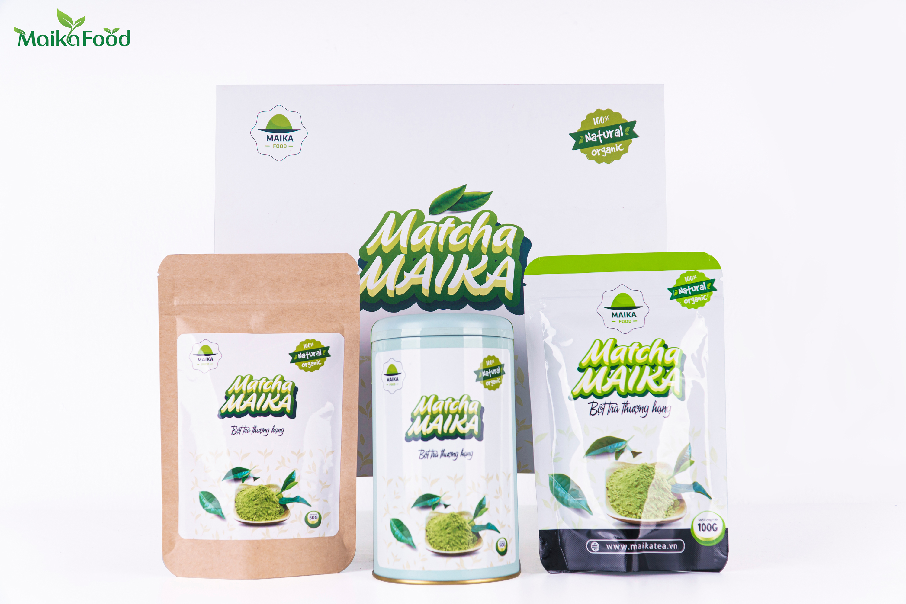 Bột Matcha Nguyên Chất Maika Food | Matcha Powder 100% Organic Túi Zip 50gr