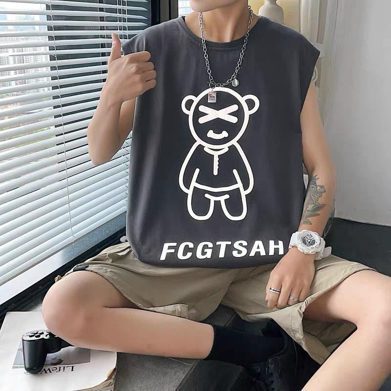 Áo thun xách nách phản quang bạc in hình chú gấu FCGTSAH phong cách năng động thể thao chất cotton 4 chiều dày mịn