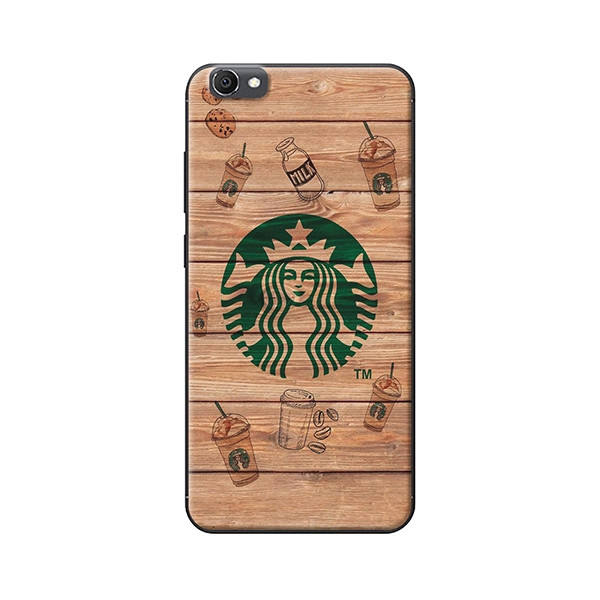 Ốp Lưng Dành Cho Điện Thoại Vivo V5 - Logo Starbuck Nền Gỗ