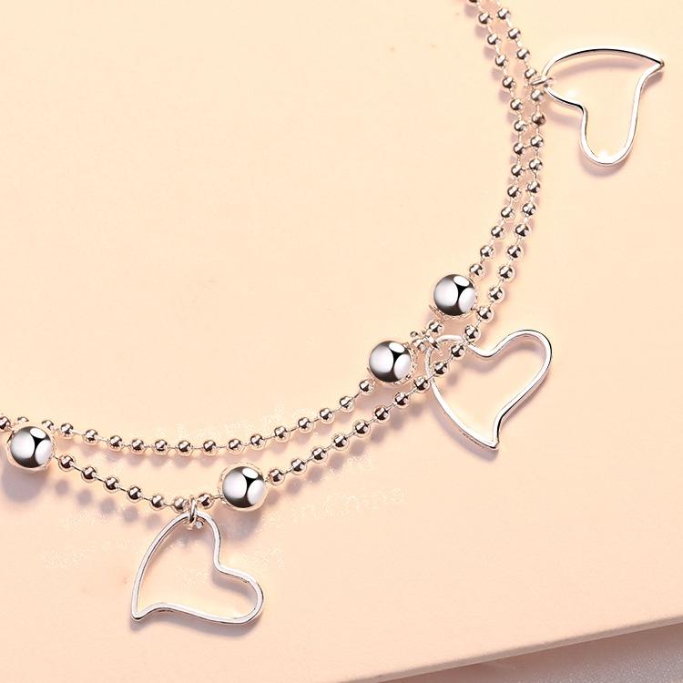 Lắc Chân Mạ Bạc Hình Trái Tim Độc Đáo Phong Cách Âu Mỹ