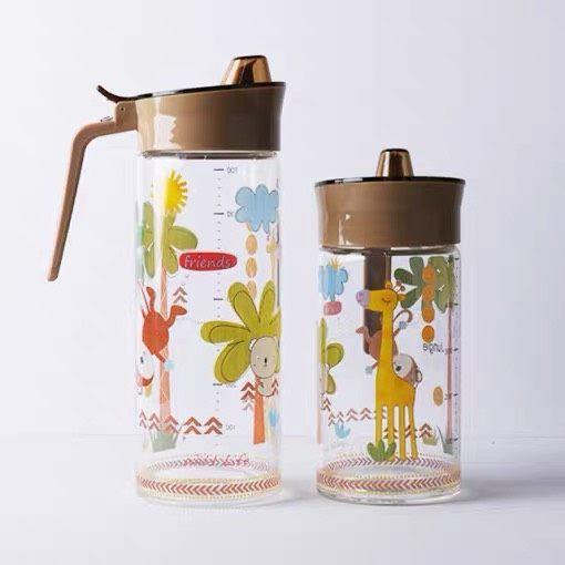 Combo hai Bình đựng nước mắm,đựng dầu ăn thuỷ tinh cao cấp 300ml và 500ml ( Giao màu ngẫu nhiên)
