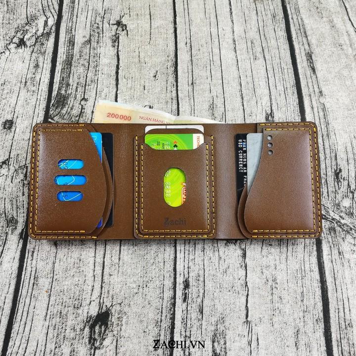 Bóp ví nam, ví nam da bò, ví gập 3, ví nam gập 3 da bò handmade - Dyshop