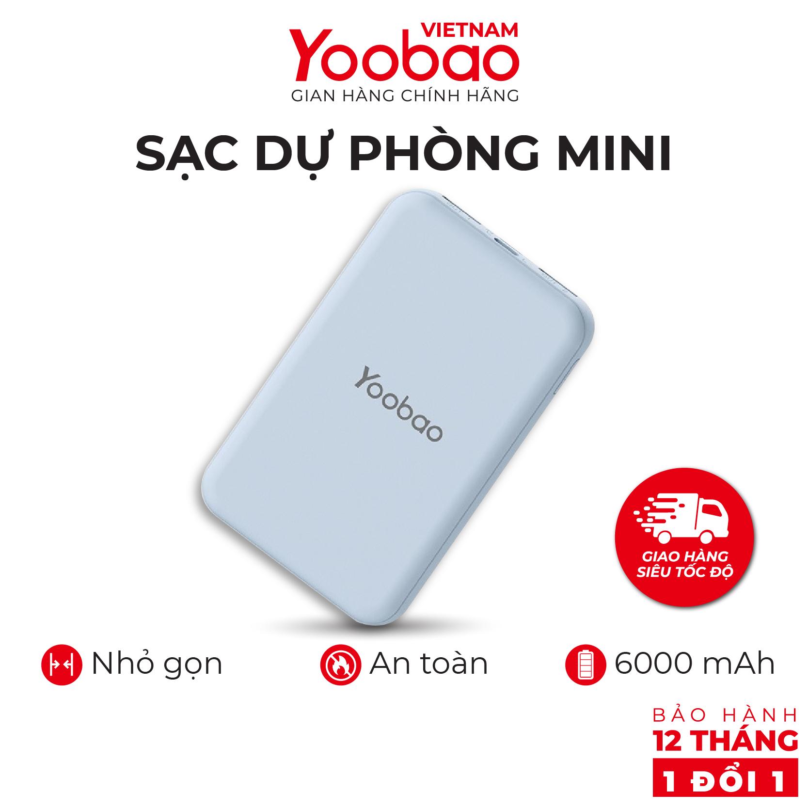 Sạc dự phòng mini 6000mAh Yoobao P6W -Thiết kế nhỏ gọn, dễ cầm -Bảo hành 12 tháng 1 đổi 1