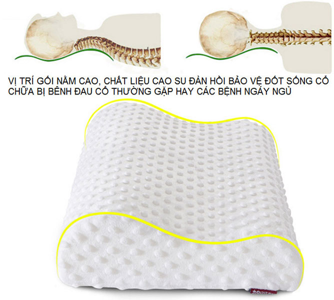 Gối Cao Su Non + Áo Gối (30x50cm) Chống Đau Cột Sống Cổ Ngáy Ngủ