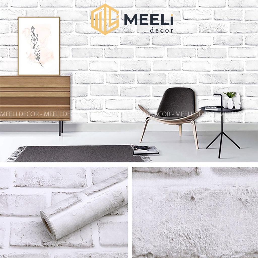 Giấy dán tường phòng khách giả gạch decal dán tường phòng ngủ sẵn keo dễ dán, kt 5m x 45cm, ME17