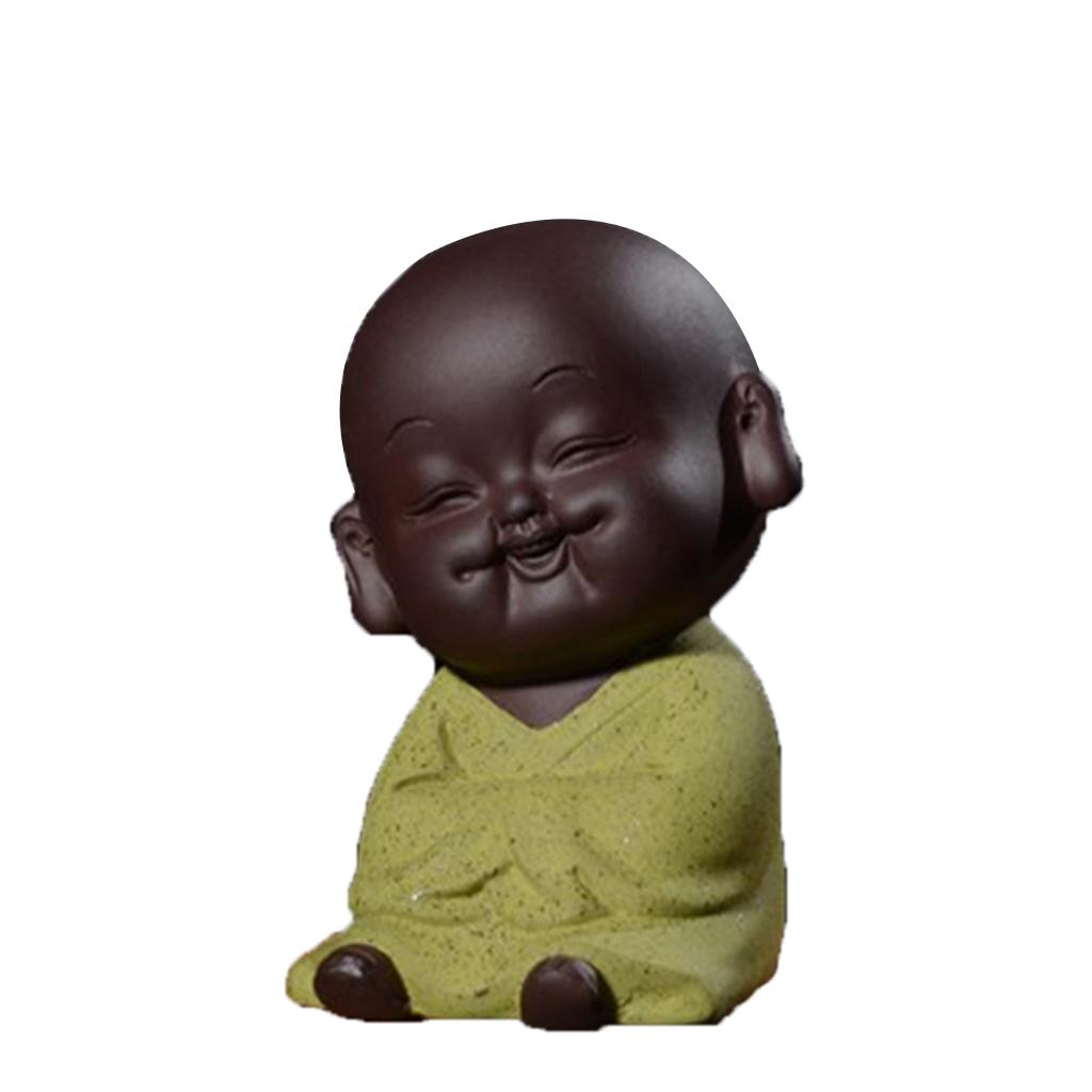 Mini Ceramic Buddha Statue Monk Tea Pet for Zen Garden Sand Meditation Home Office Table Decoration