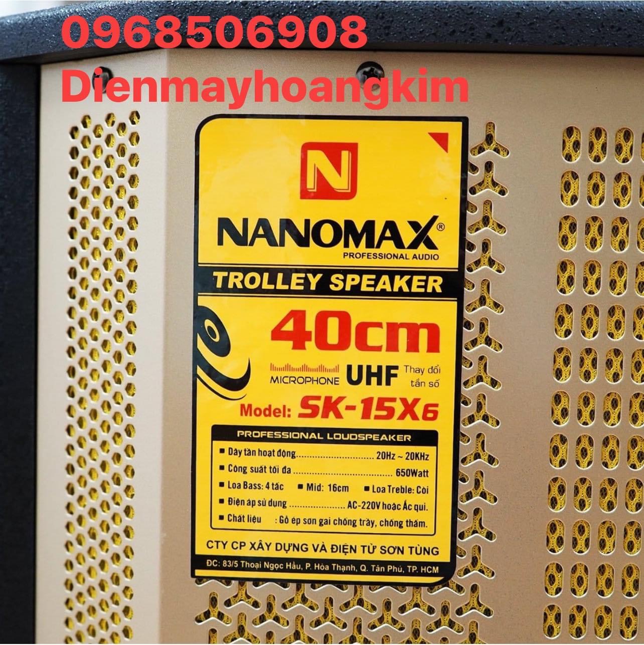 Loa Kéo Nanomax SK-15X6 Bass 4 Tấc 650w Karaoke Bluetooth - Hàng Chính Hãng