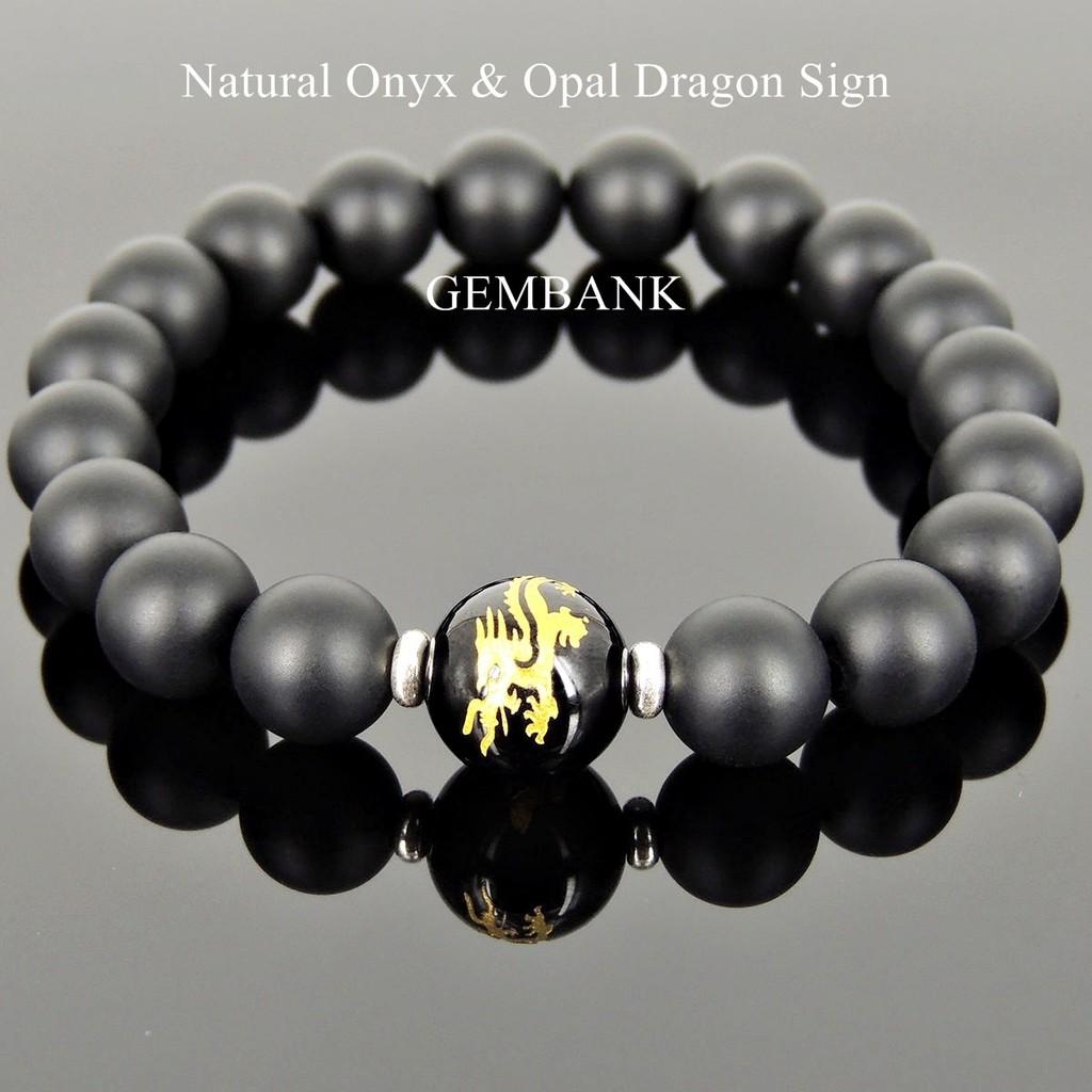 Vòng Tay Quý Ông Đá Onyx Opal Trạm Rồng Tự Nhiên