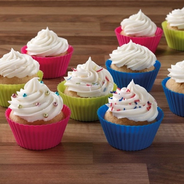 Bộ 10 khuôn silicon cupcake tròn 6,5cm