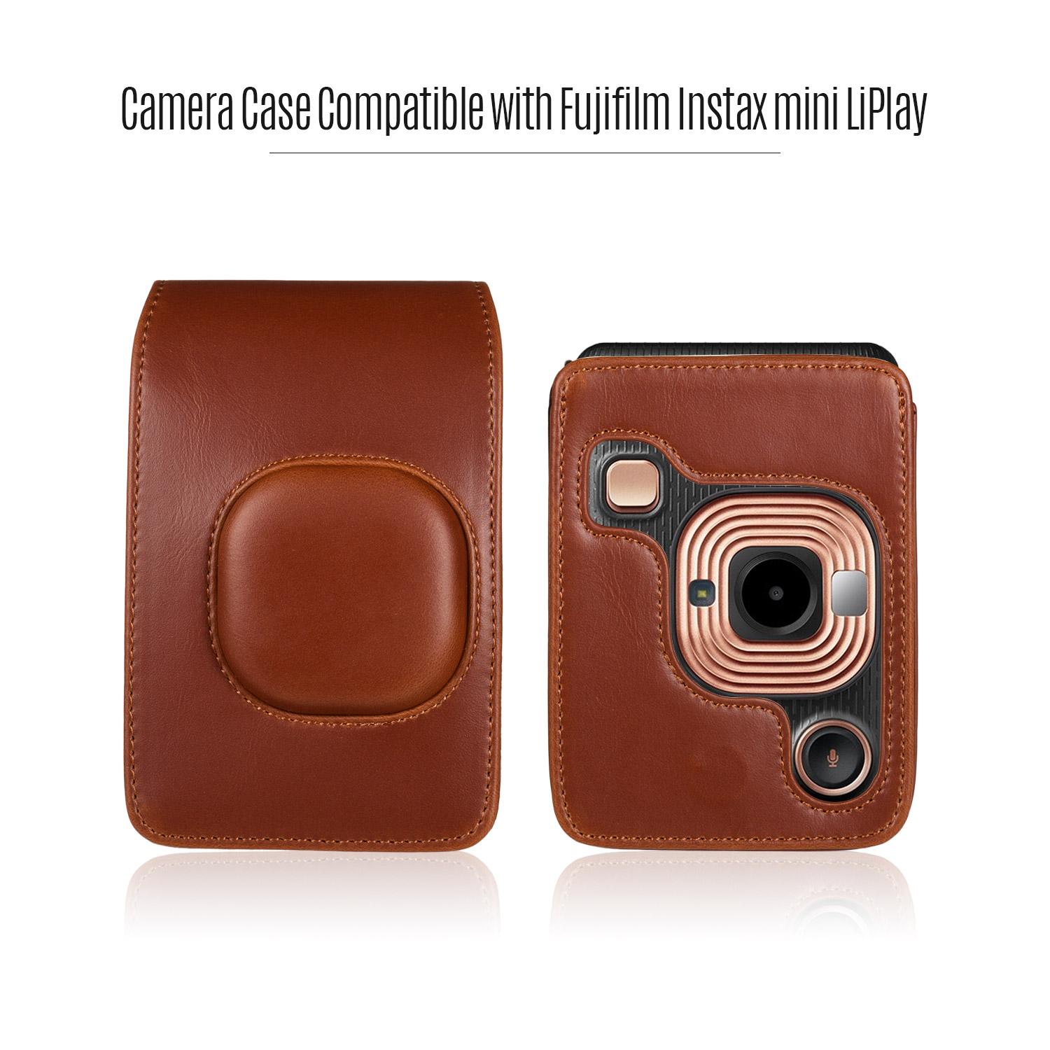 Túi đựng máy ảnh tức thì Da PU kích thước nhỏ gọn có dây đeo vai Tương thích với Fujifilm Fuji Instax mini LiPlay
