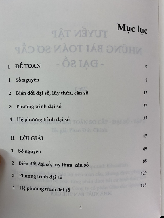 Sách - Tuyển tập những bài toán sơ cấp đại số Tập 3