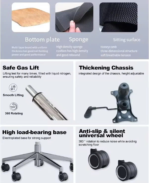 Ghế nhập khẩu, ghế văn phòng công thái học Ergonomic, xoay 360, full lưới chỗ ngồi, ngả lưng 155 độ