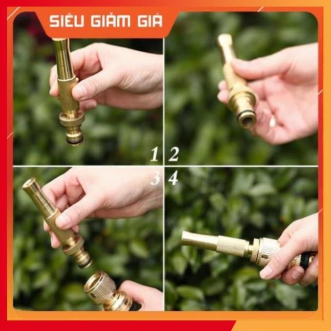 Bộ dây vòi xịt nước rửa xe, tưới cây . tăng áp 3 lần, loại 15m 206587 đầu đồng, cút đồng, + tặng mở chai