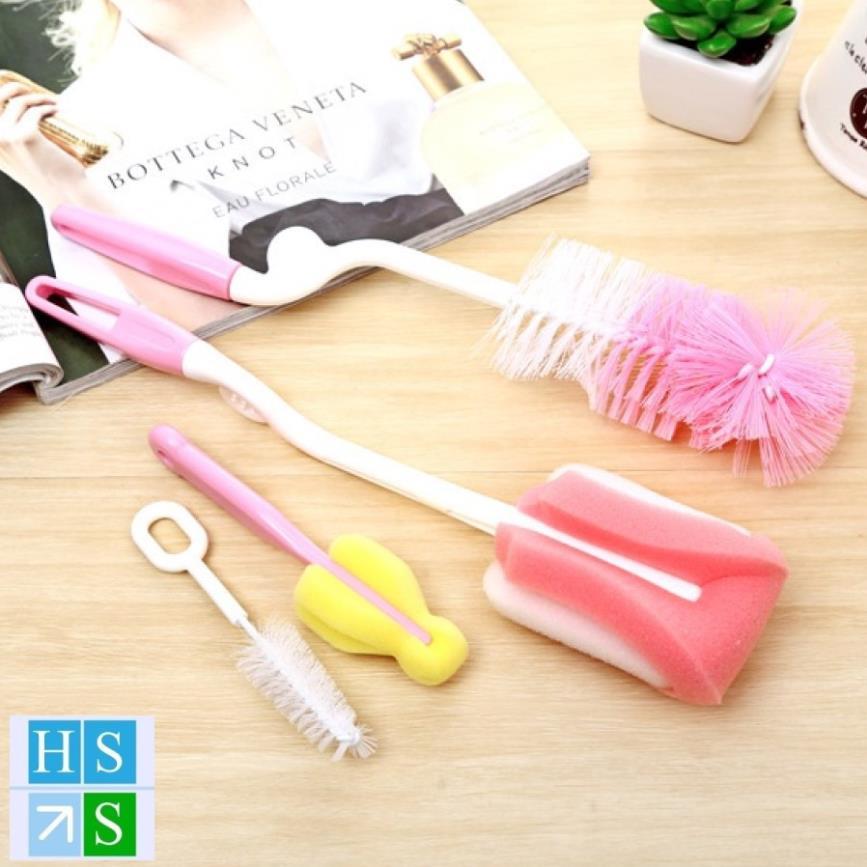 Bộ 4 chi tiết chổi cọ ly cốc, cọ bình sữa tiện lợi