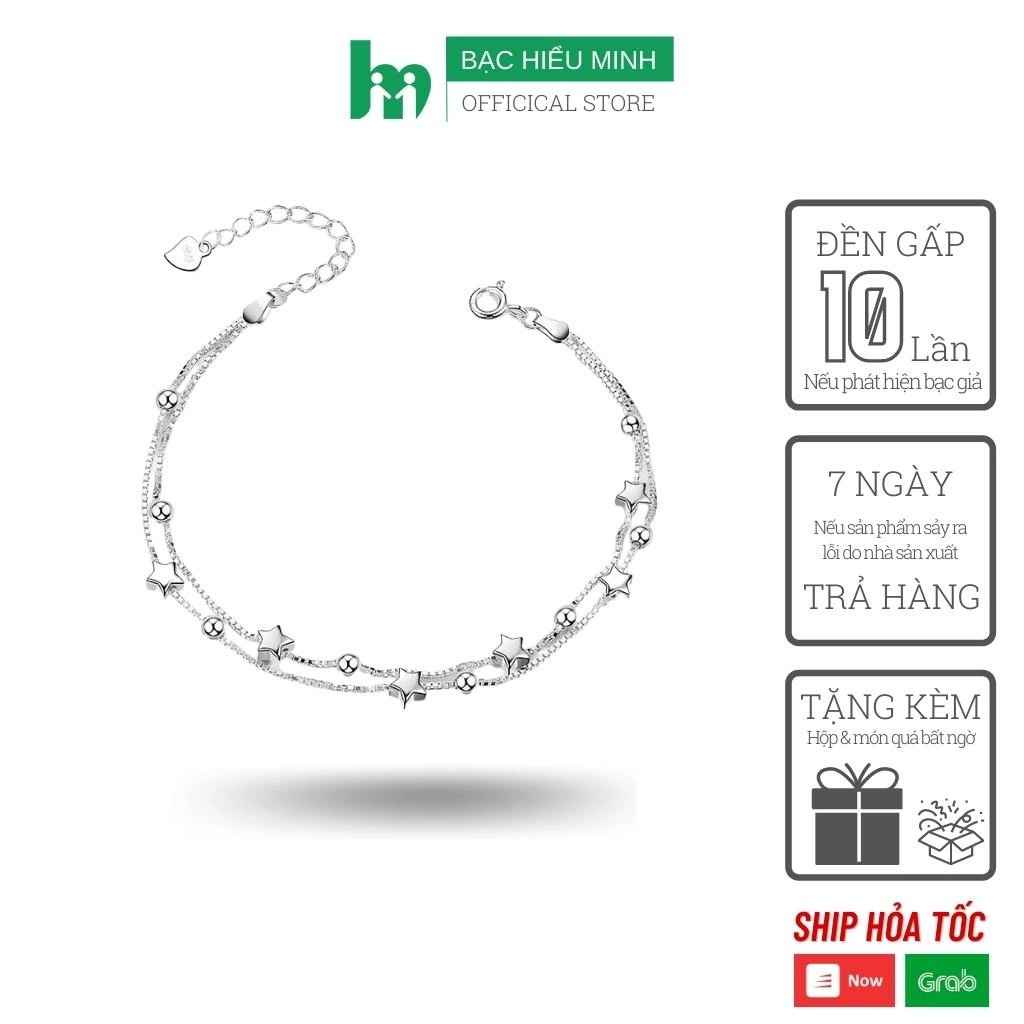 Lắc Tay Nữ Bạc Hiểu Minh LTU412 bạc ý ngôi sao kép