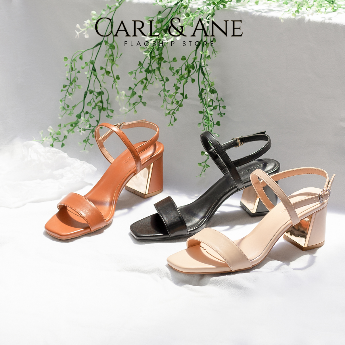 Erosska - Giày sandal nữ phối quai ngang basic cao 7cm CS005