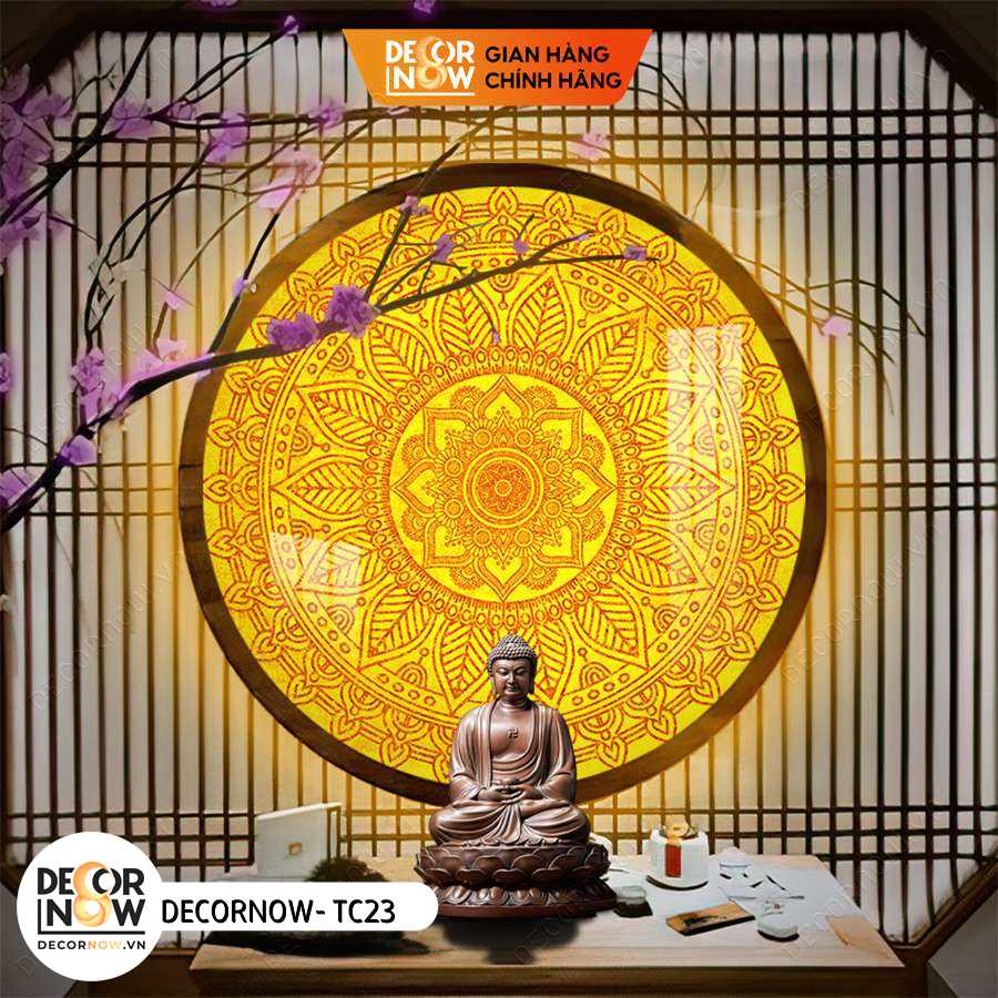 Đèn Hào Quang Phật In Tranh Trúc Chỉ DECORNOW 30,40 cm, Trang Trí Ban Thờ, Hào Quang Trúc Chỉ MANDALA DCN-TC23