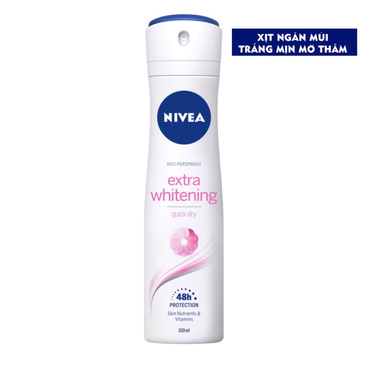 Bộ đôi Nivea Extra Whitening: Xịt 150ml và sáp 40ml ngăn mùi trắng mịn mờ vết thâm