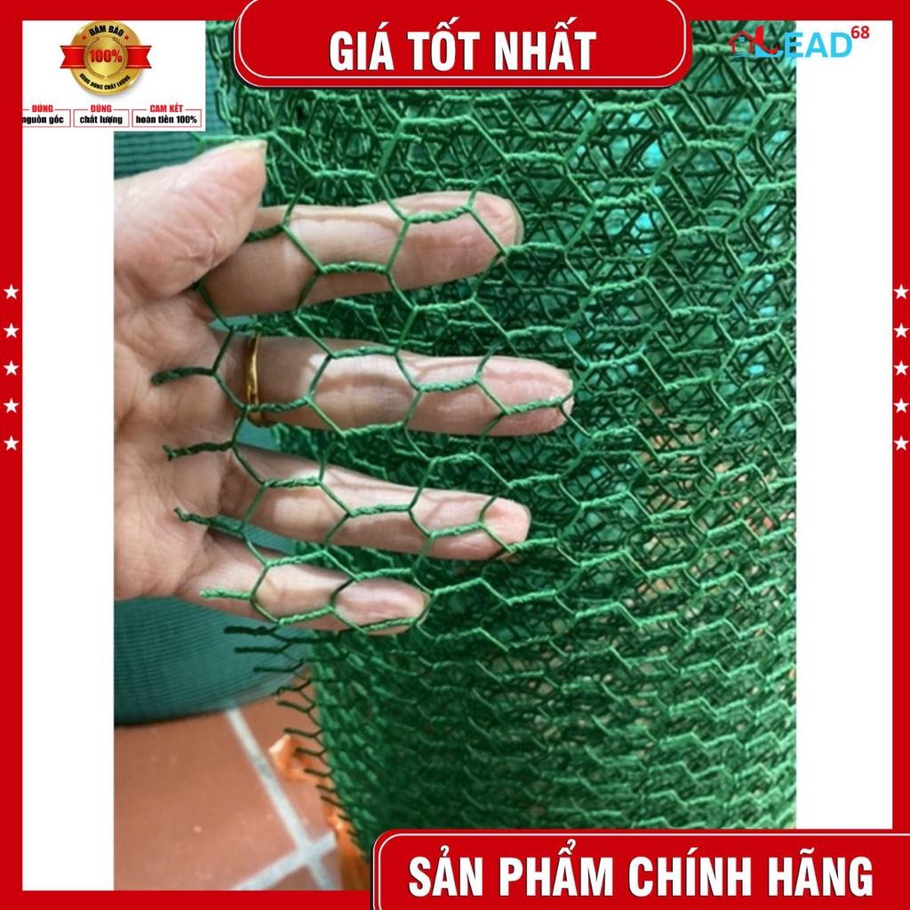 1m lứoi sắt bọc nhựa màu xanh, lưới mắt cáo khổ cao 50 phân