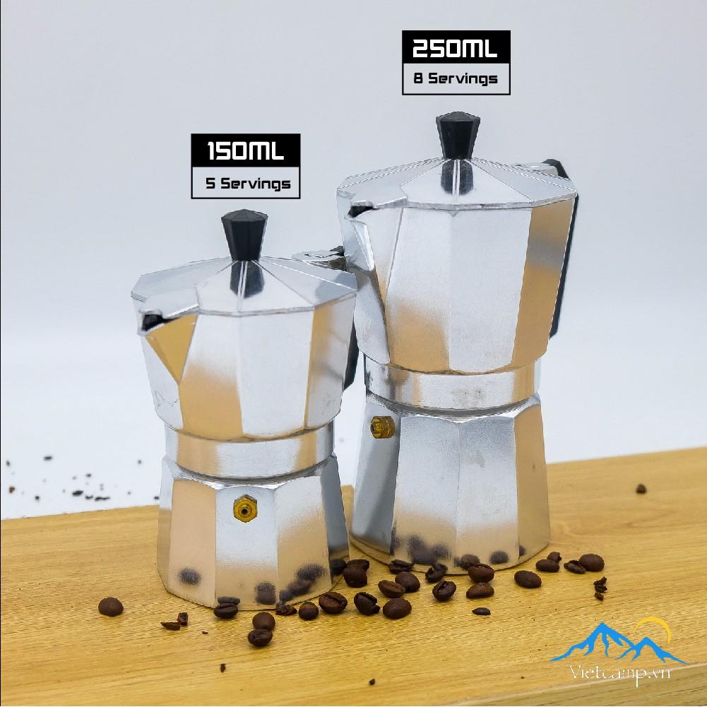 Bình đun cafe Espresso siêu tốc Moka Pot màu bạc 250ml