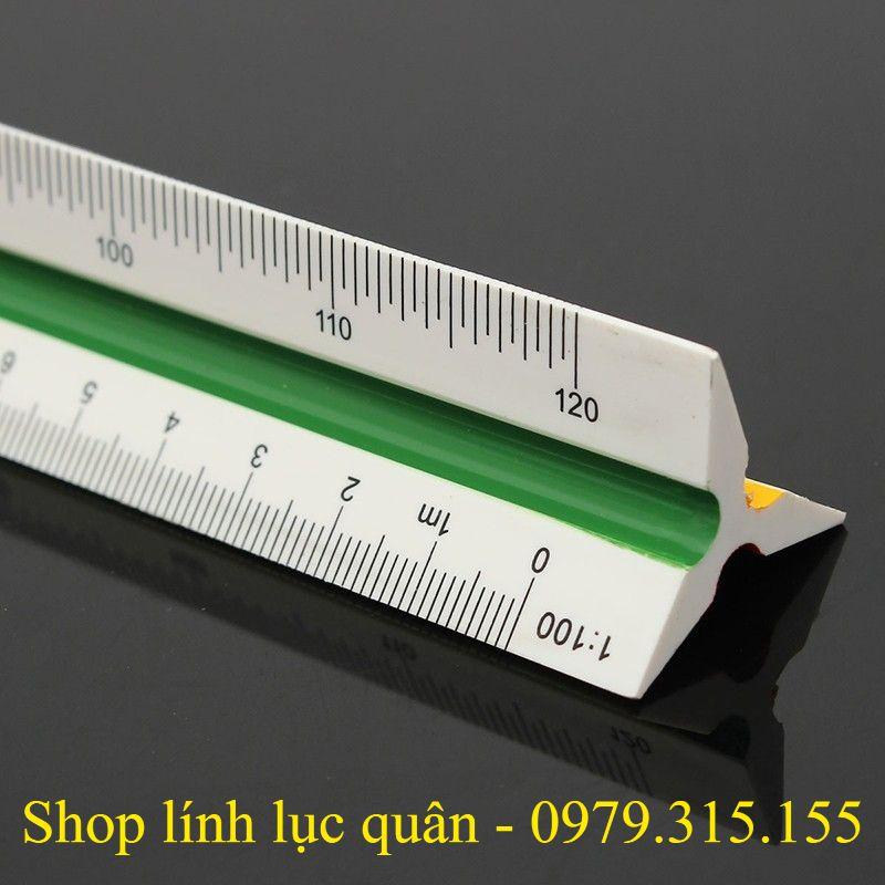 Thước chỉ huy tham mưu 3 cạnh đo tỉ lệ 1:100~1:500 chiều dài 30cm chuyên dụng chất lượng cao