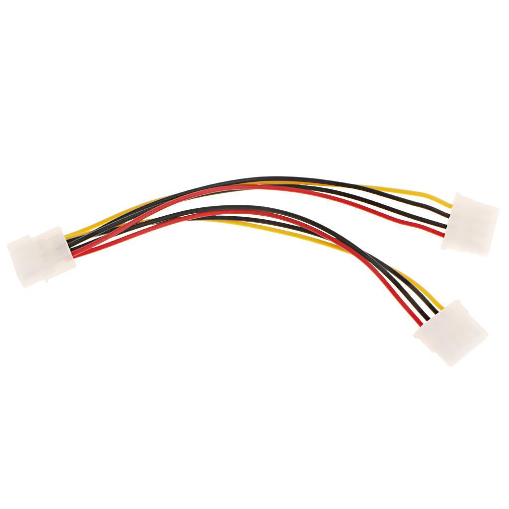 2Pcs Computer 4 Pin Power Supply Splitter Adapter Cable 2 Female to 1 Male