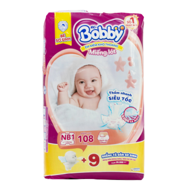 MIẾNG LÓT SƠ SINH BOBBY NB1 108 MIẾNG