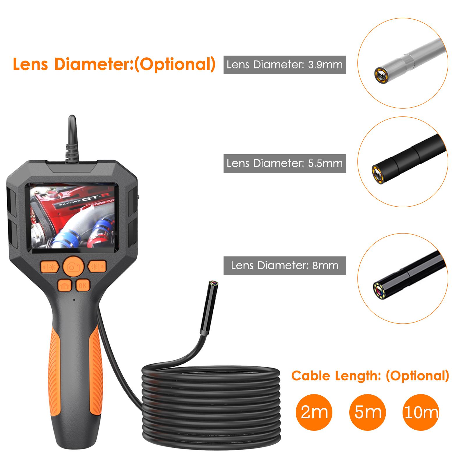 Industrial Endoscope 1080P Digital Borescope IP68 Waterproof Snake Scope Camera Electronic Camera Video Picture Taking Handheld Inspection Camera with 2.8-inch IPS Screen with LED Light for Pipeline Vehicle Inspection