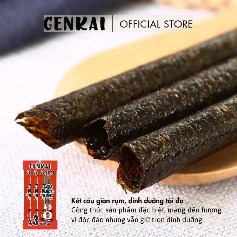 Snack Tảo Biển Nướng Cuộn GENKAI Vị Cay nóng 10.8g  (3.6g x 3 gói)