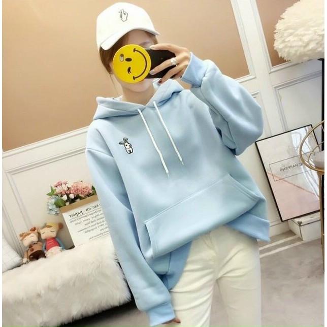 Áo hoodie nữ  Áo khoác hoodie nữ giữ ấm mùa đông lạnh ( tai thỏ ) cute thời trang Freesize dưới 60kg